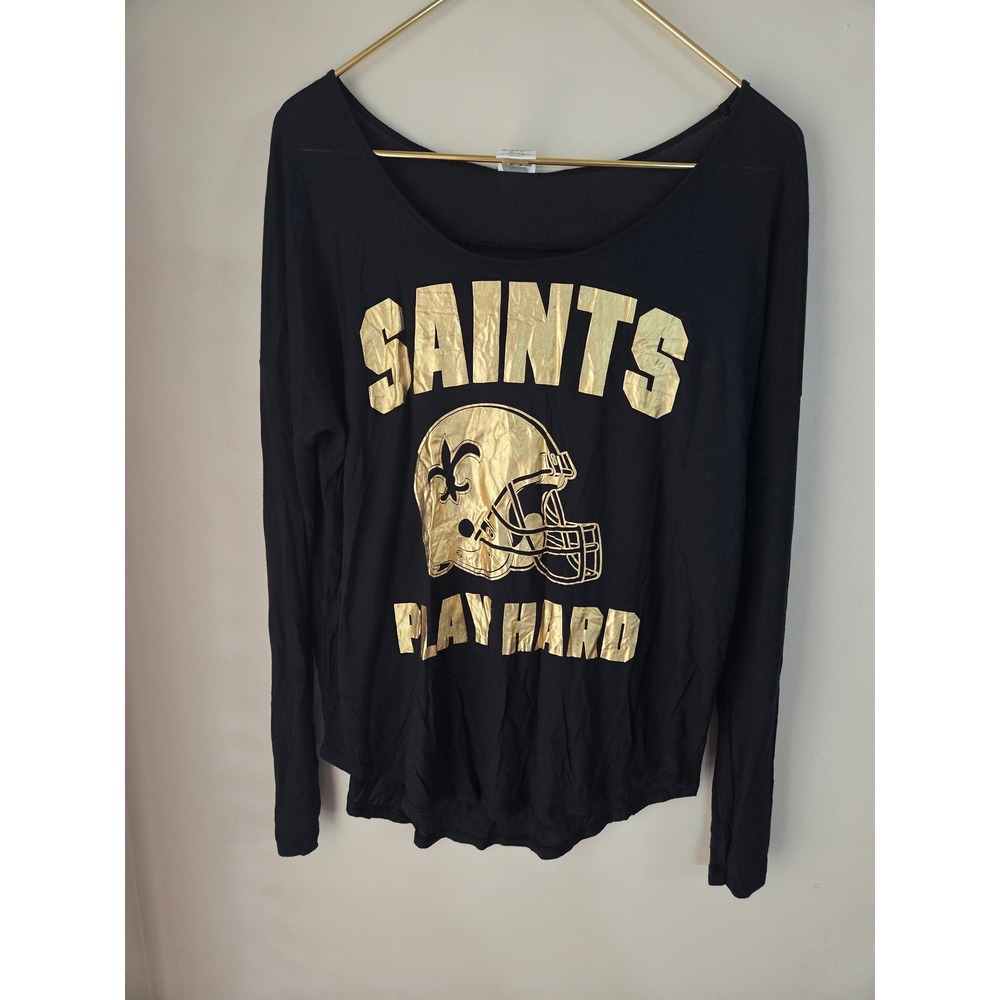 Victoria's Secret PINK Womens NFL New Orleans Saints Shirt M Black Gameday